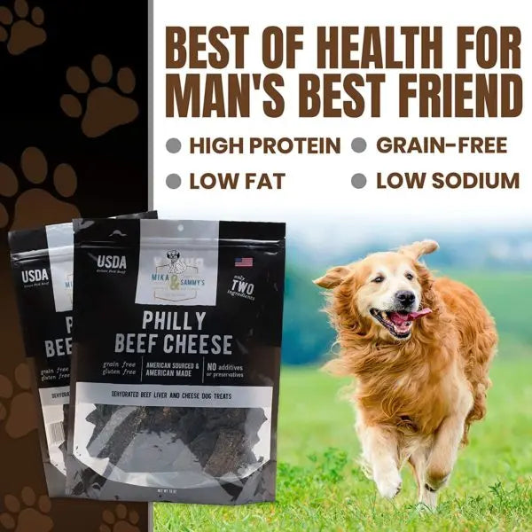 Mika & Sammy’s Premium Dehydrated Dog Treats - 5oz Philly-Style Beef and Cheese Delight