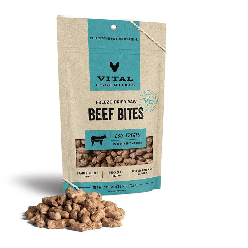 Vital Essentials® USA-Sourced Freeze-Dried Beef Bites for Dogs