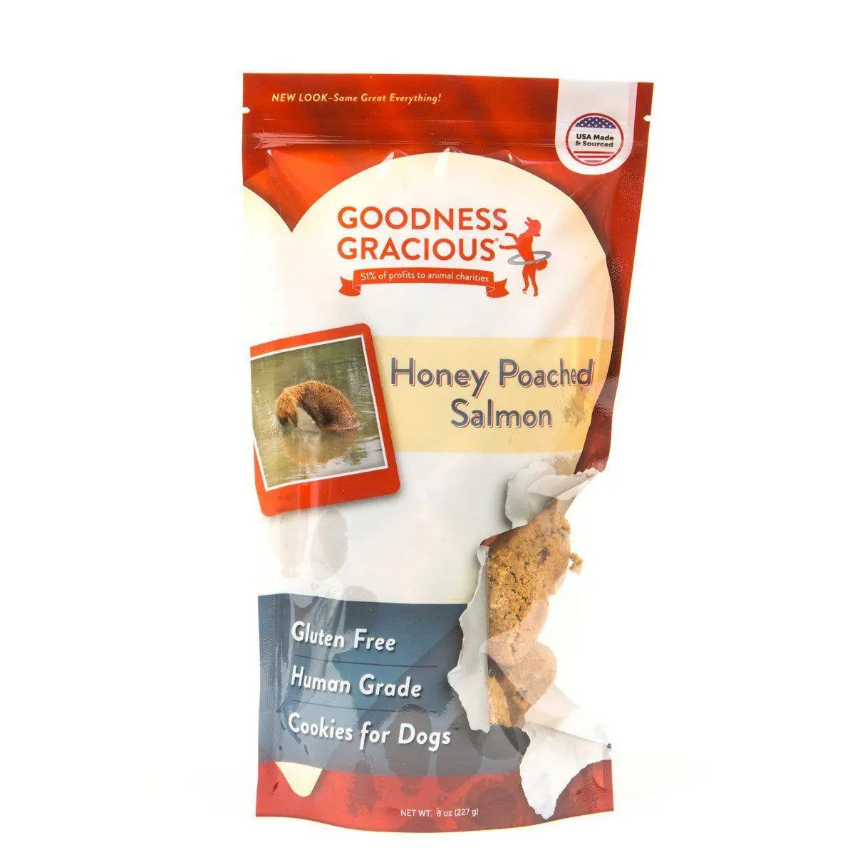 Goodness Gracious Premium Quality Honey Poached Salmon-flavored Dog Treat Cookies, 8 Ounce Package