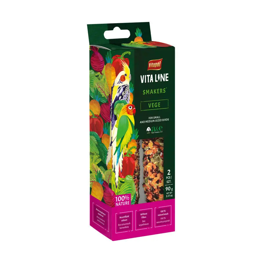 Vitapol Vita Line A & E Cages Smakers Vege Treats for Small to Medium Birds - 2 Pack