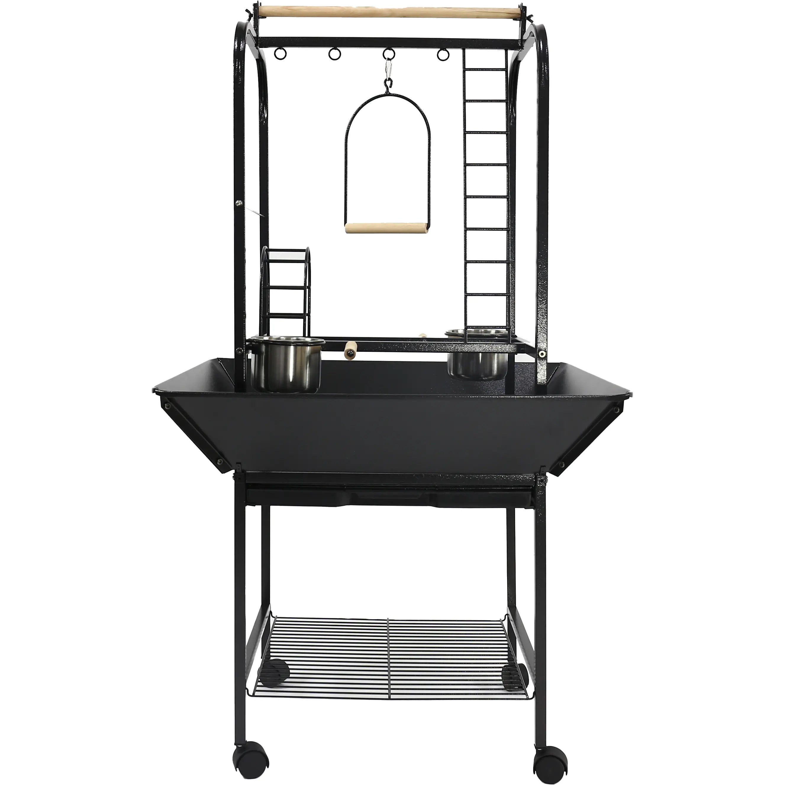 A&E High - Quality Parrot Cage Play Stand with Multiple Ladders, Toy Hooks and Storage Features