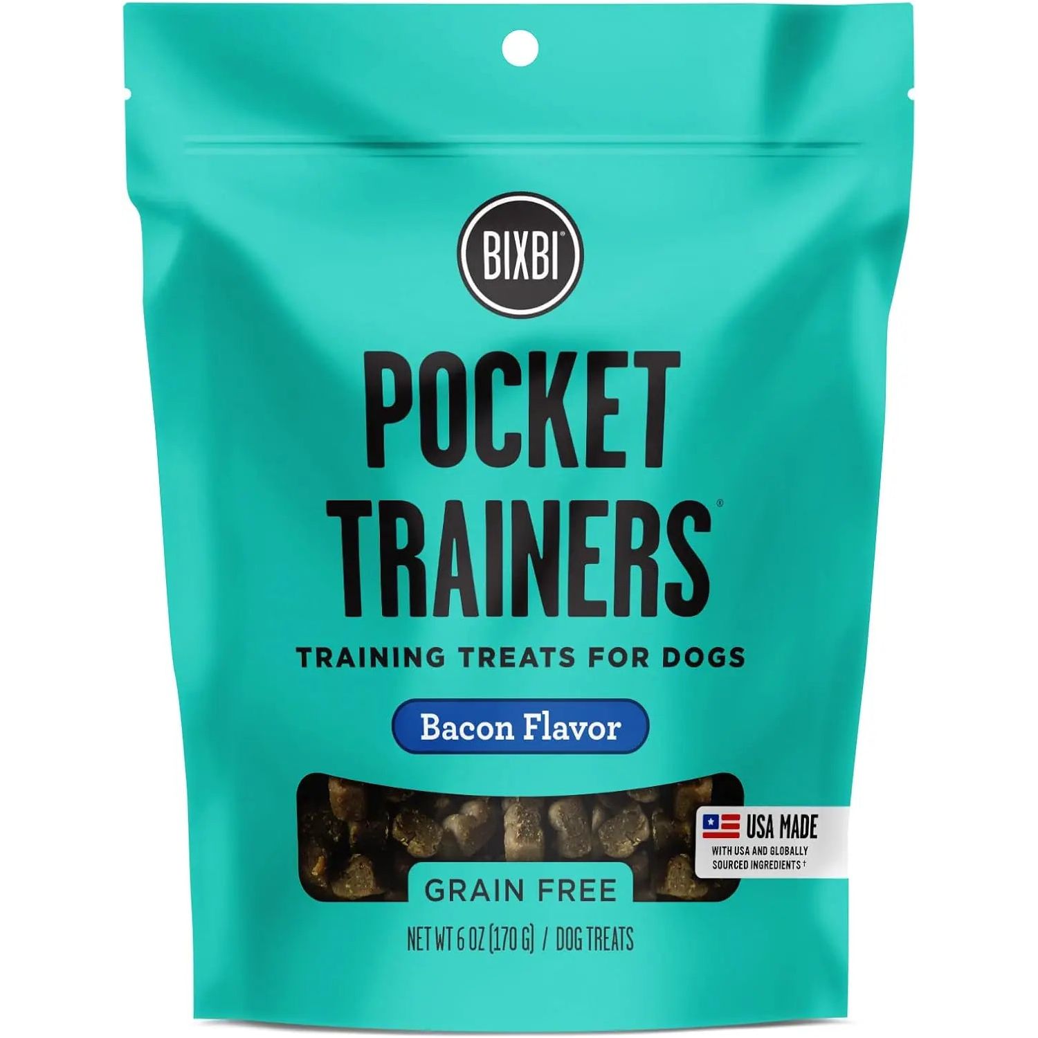 BIXBI Pocket Trainers 6oz Grain-Free Low-Calorie Dog Treats with 3 Flavors