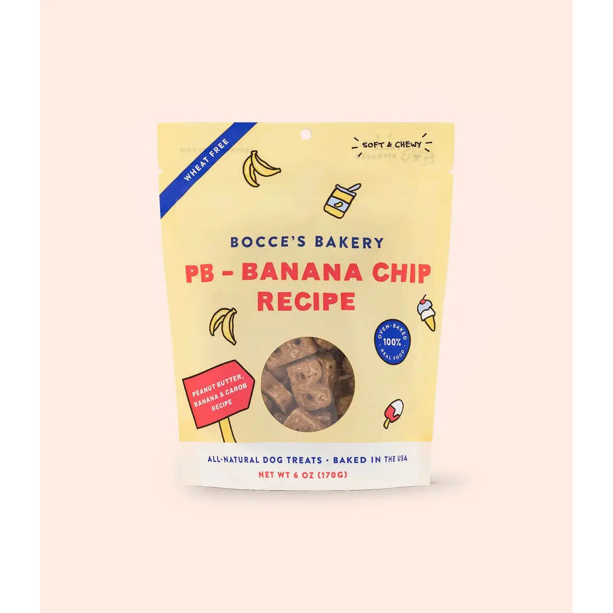 Bocce's Bakery 6-ounce Soft and Chewy Peanut Butter - Banana Chip Dog Biscuit Treats