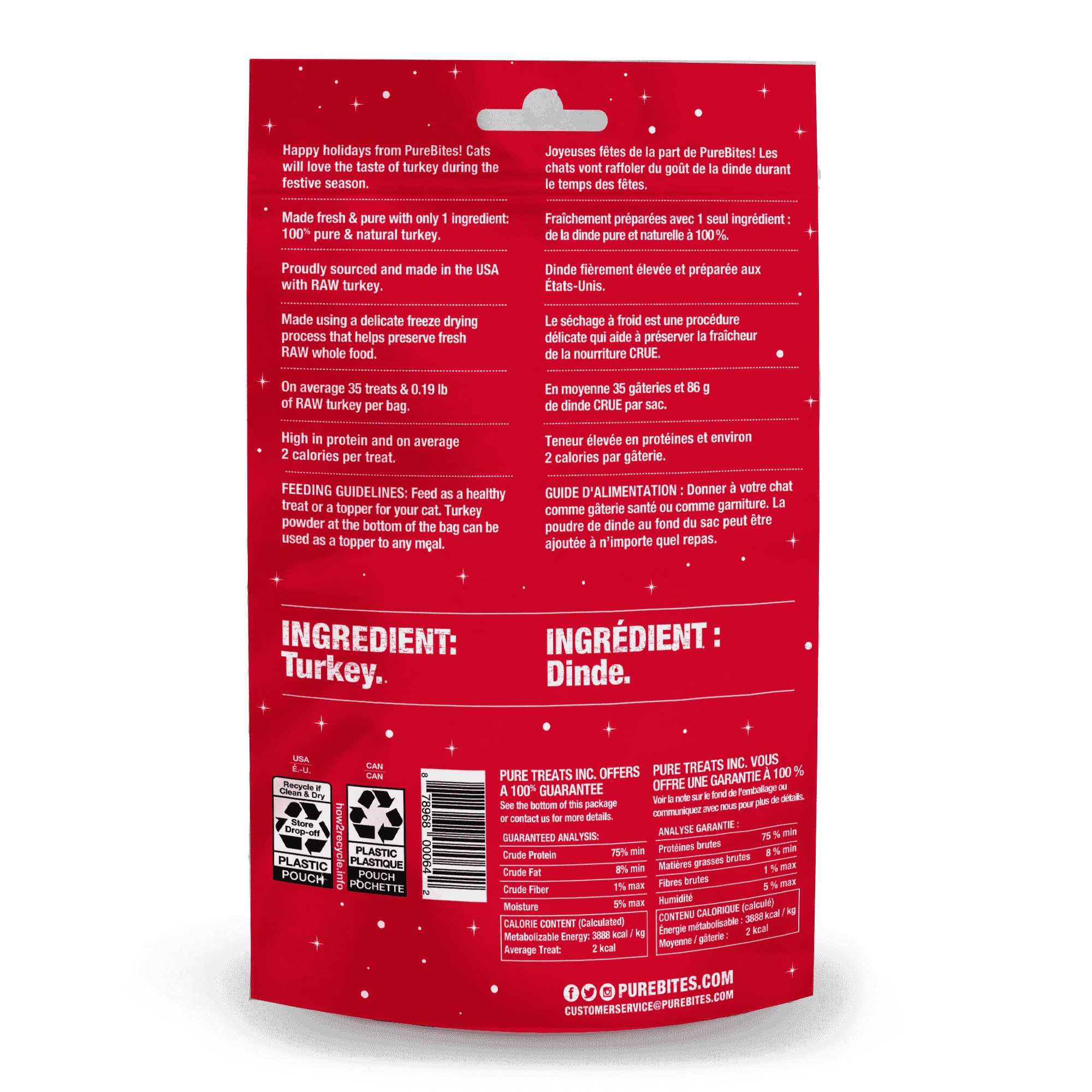 PureBites USA-Sourced 0.81 oz Freeze-Dried Holiday Turkey Cat Treats