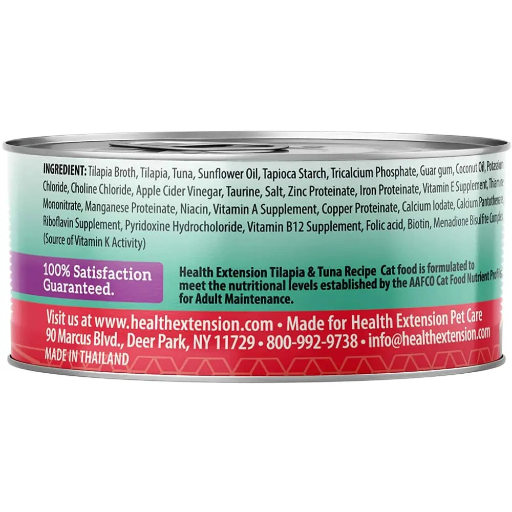 Health Extension Grain-Free Canned Cat Food: 24 Cans of 2.8 oz Tilapia and Tuna