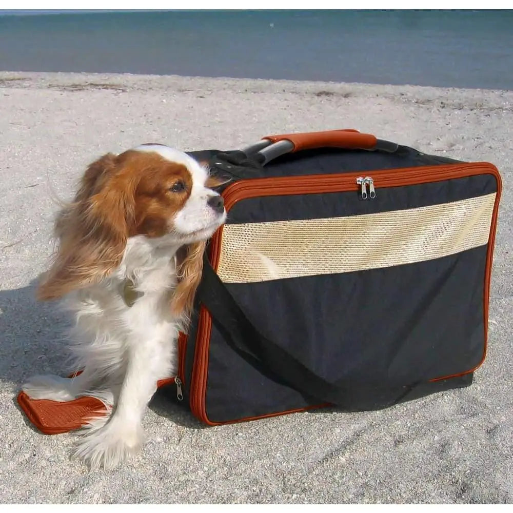 Bark-n-Bag Premium Black/Saddle Cotton Canvas Classic Pet Carrier for Dogs and Cats