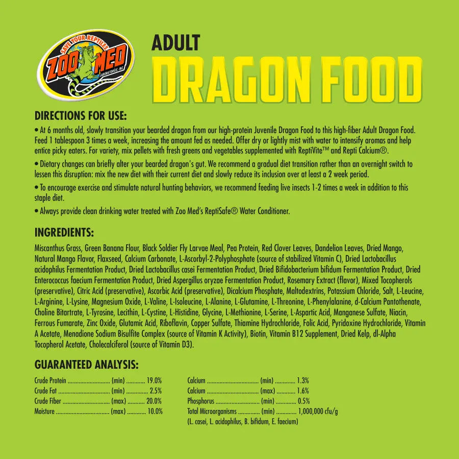Zoo Med Premium Adult High Fiber Food for Bearded Dragons