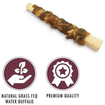 Wild Eats Premium Dog Treat - 6-inch Water Buffalo Tail with Jerky, Pack of 3