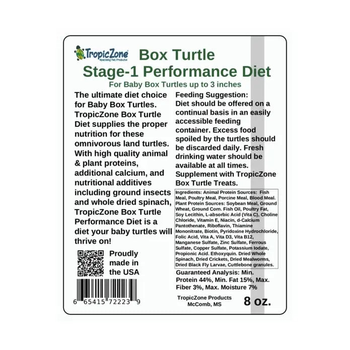 TropicZone Stage-1 High - quality Baby Formula Diet for Box Turtles