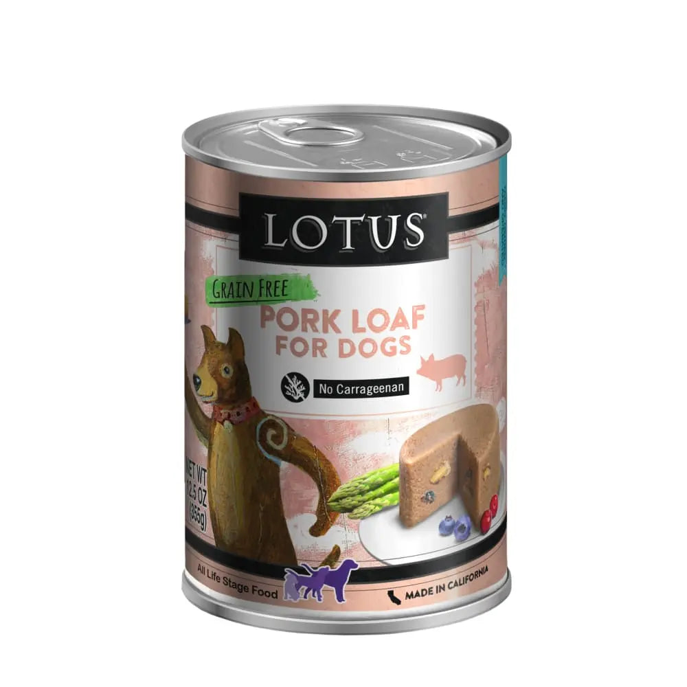 Lotus Premium Grain - Free Canned Dog Food with Pork Loaf, Pack of 12 (12.5 oz Each)