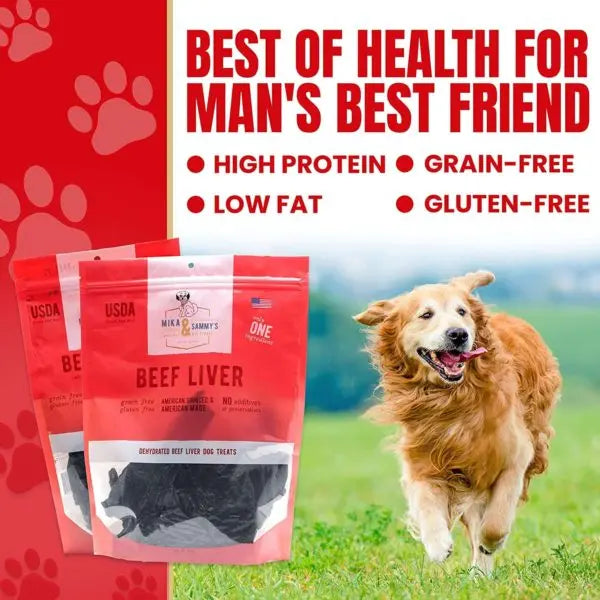 Mika & Sammy’s Premium 5oz Dehydrated Beef Liver Dog Treats - Nutrient - Rich Snack for Canines
