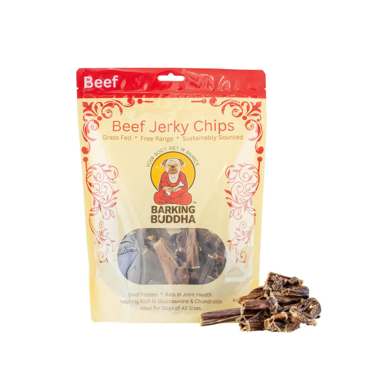 Barking Buddha Premium Grass - Fed Beef Jerky Chips Dog Treats