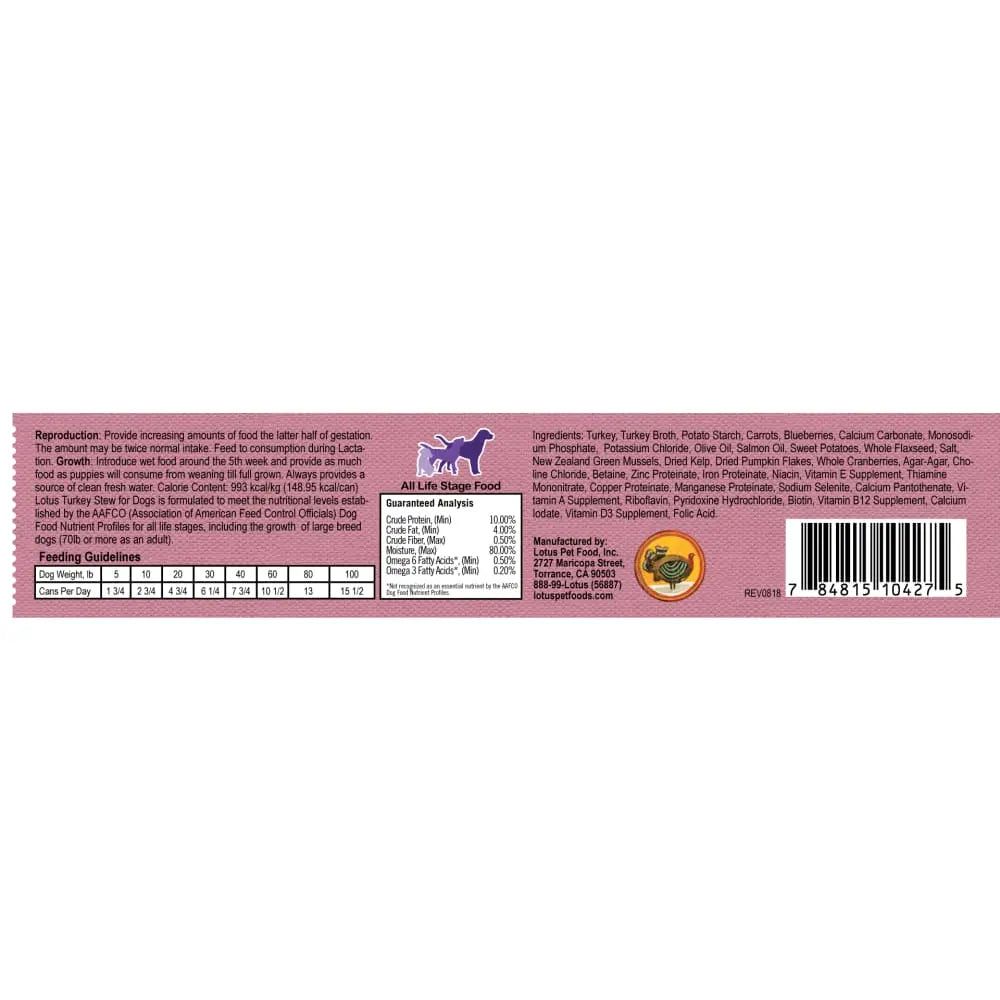 Lotus Premium Grain-Free Canned Cat Food: Just Juicy Turkey Stew for Felines of All Ages