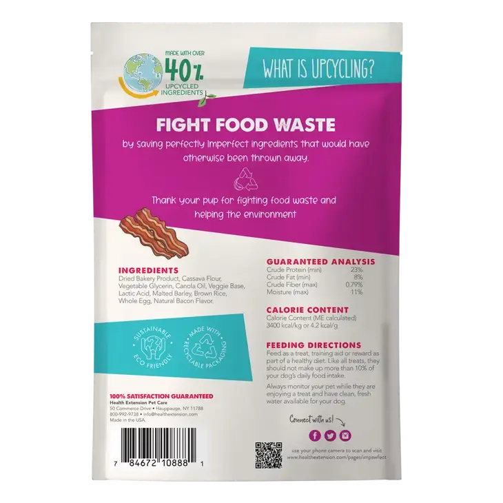 Health Extension Premium Impawfect Bacon Flavored Soft and Chewy Dog Training Treats
