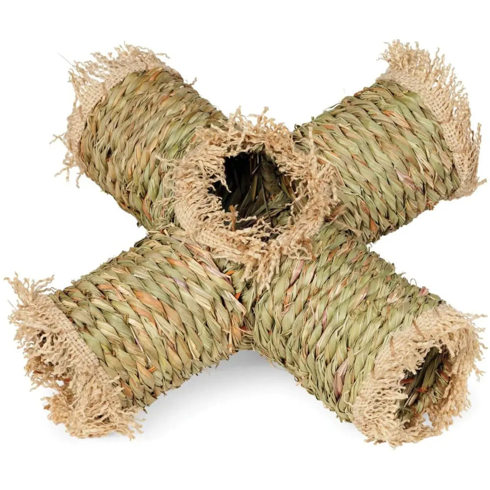 100% Natural Grass Cross Tube Hideaway for Small Pets