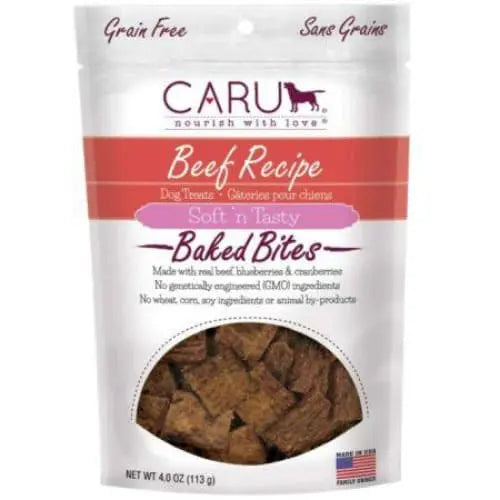 Caru All - Natural Soft and Delicious Baked Bites with Beef Recipe, Grain - Free Dog Treats for Training and Snacking