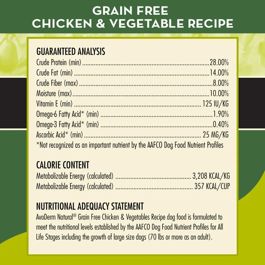 AvoDerm Grain - Free Dry Dog Food with Chicken and Vegetables for Canines