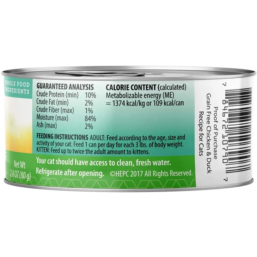 Healthy Grain - Free Chicken and Duck Wet Cat Food, 24 Cans of 2.8 oz