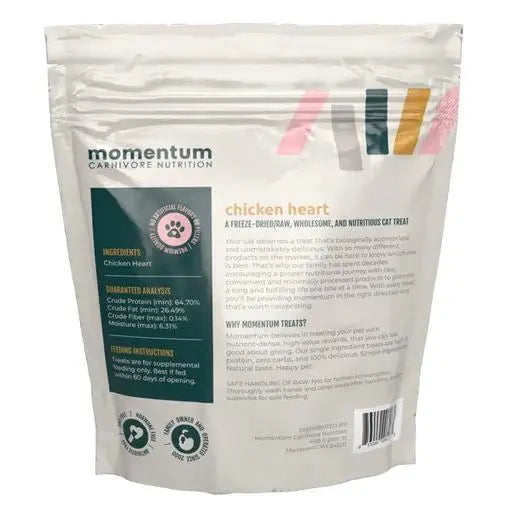 1.9oz Freeze - Dried Momentum Chicken Hearts: Healthy Cat Treats