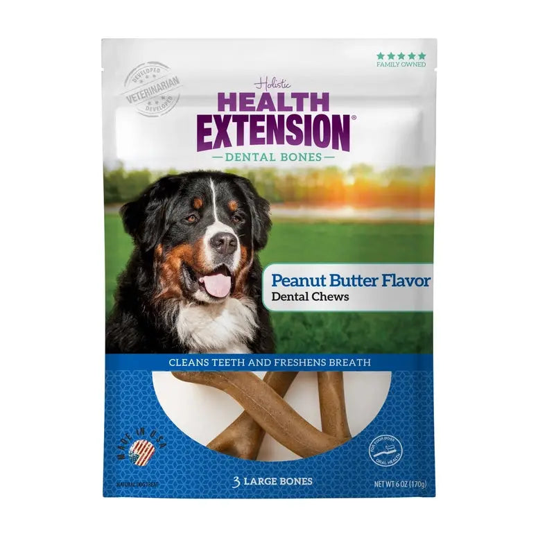 Health Extension Canine Dental Treats with Delicious Peanut Butter Flavor