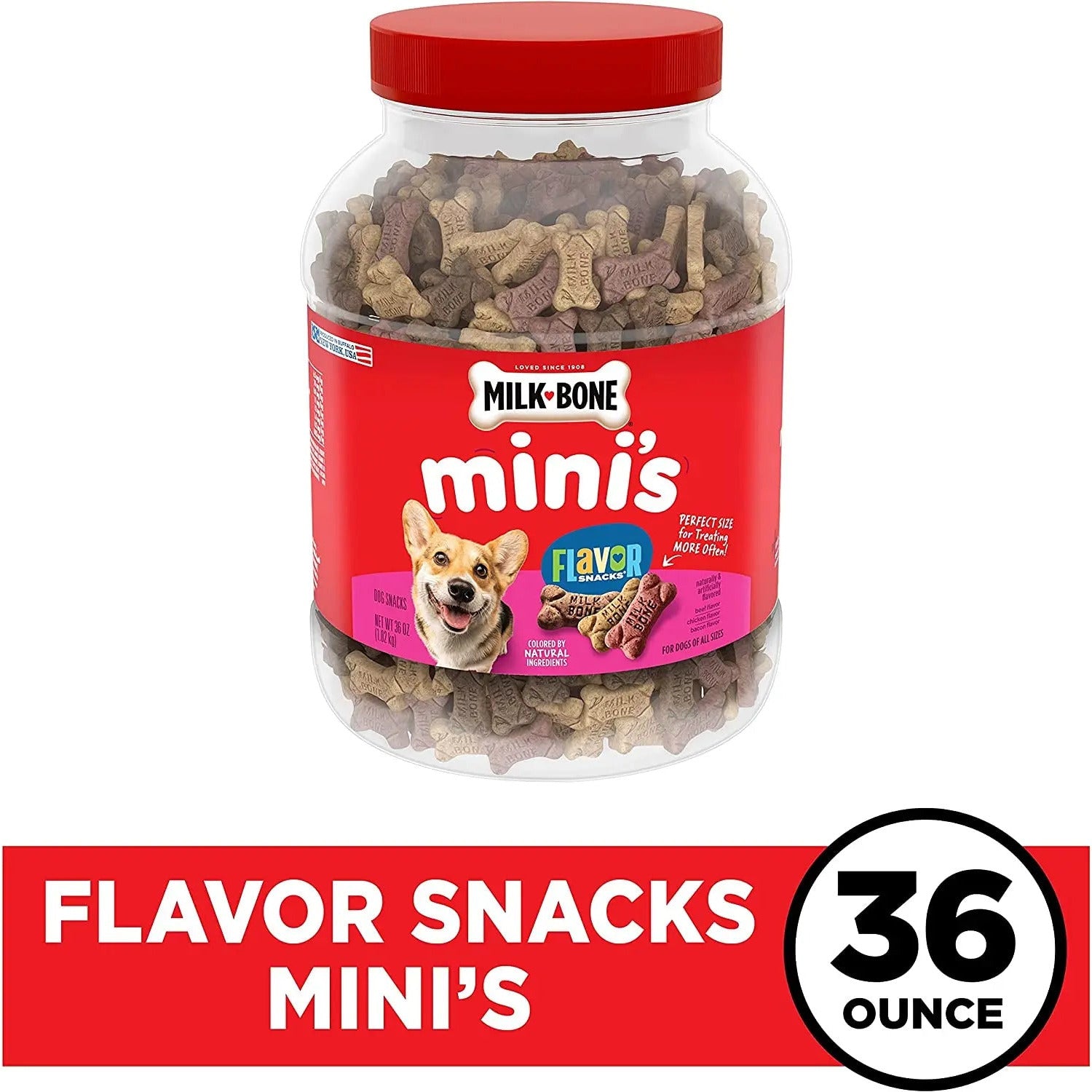 Milk-Bone Mini Flavor Snacks for Dogs - Small-Sized Dog Treats, 36 Ounce Pack