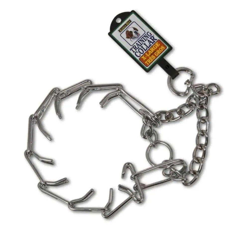 Aspen Premium Extra Heavy Duty Prong Training Dog Collar with Nickel and Chrome Plating