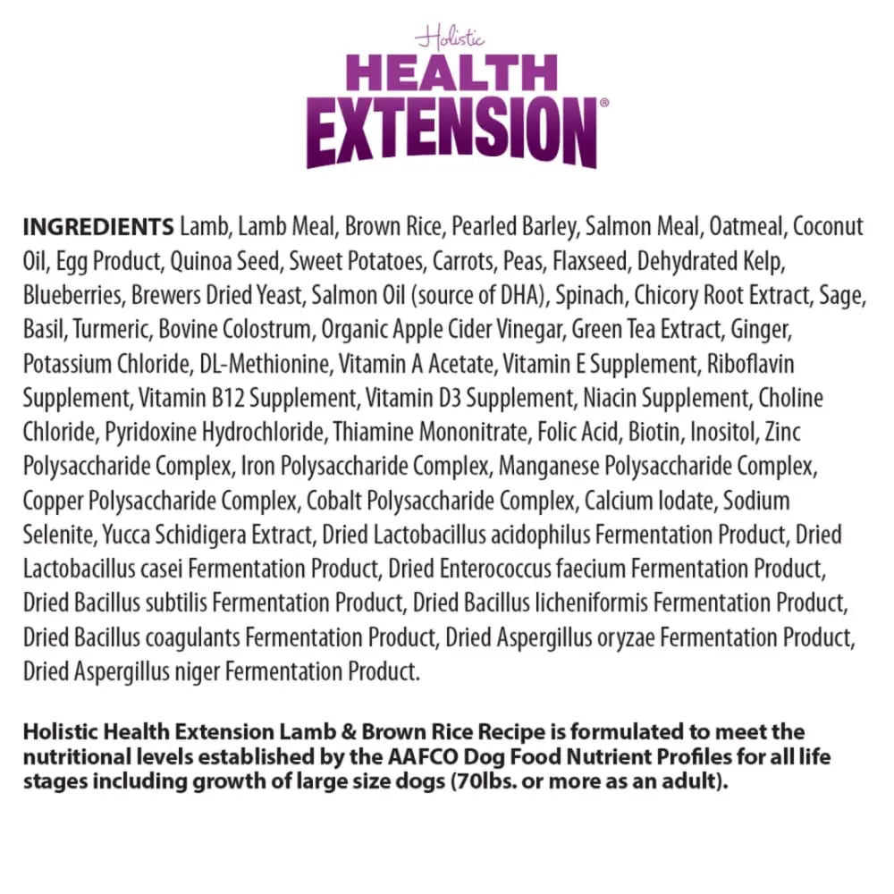 Healthy Extension Free - Range Lamb & Brown Rice Complete Dry Dog Food