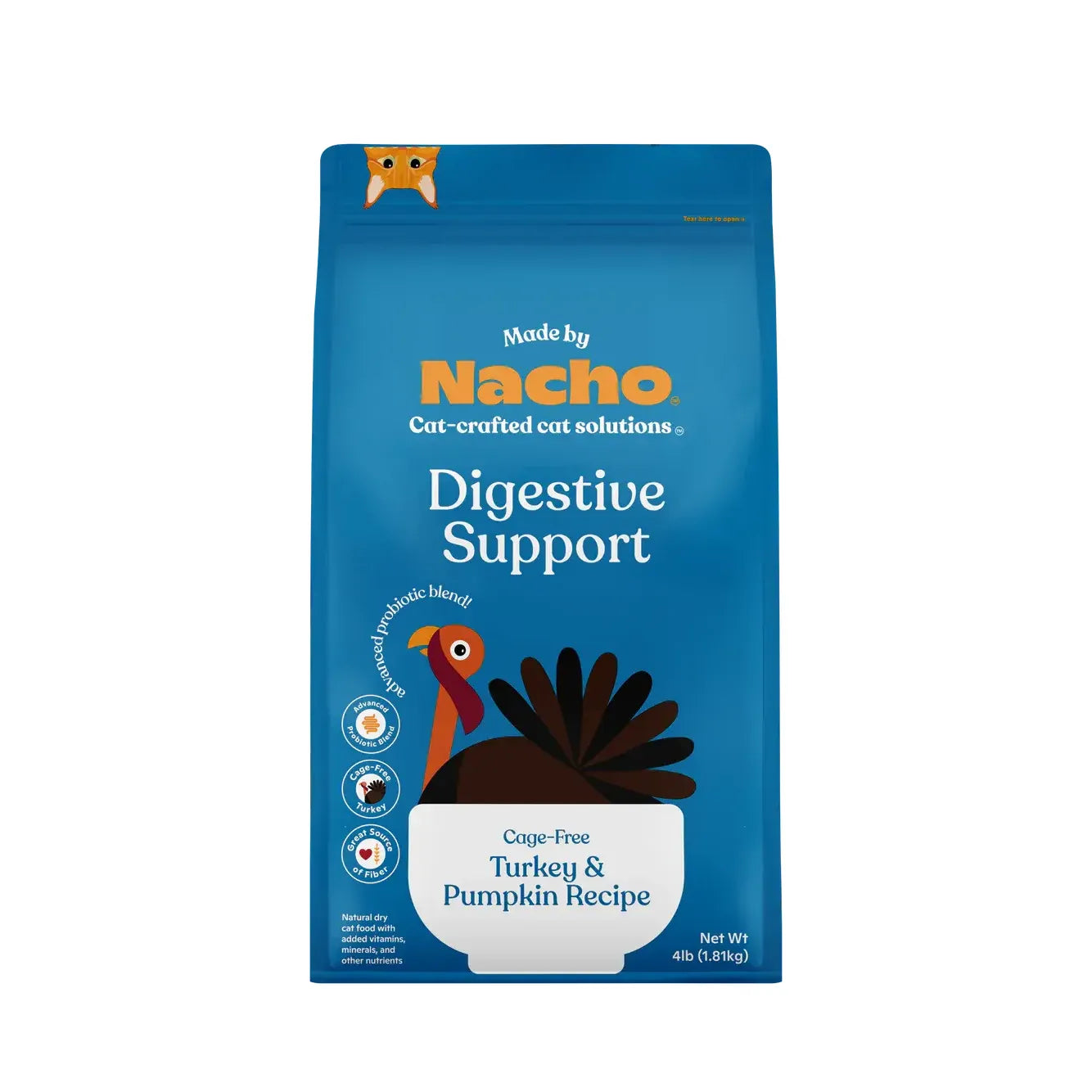 Nacho's Cage - Free Turkey & Pumpkin Dry Cat Food for Digestive Support