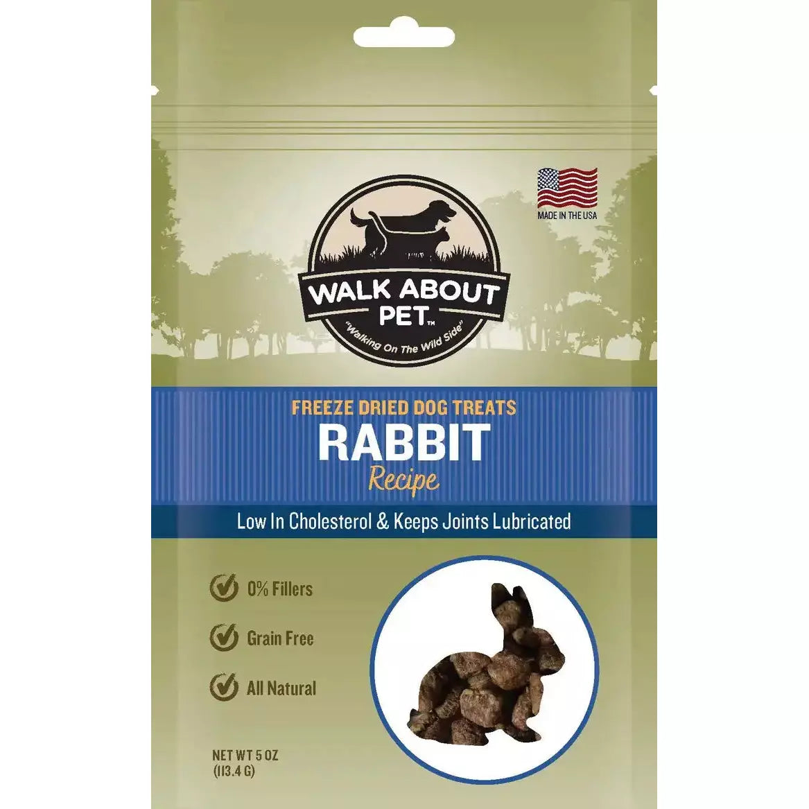 Walk About Premium Freeze Dried Pet Rabbit Dog Treats - Ideal Snack for Active Dogs