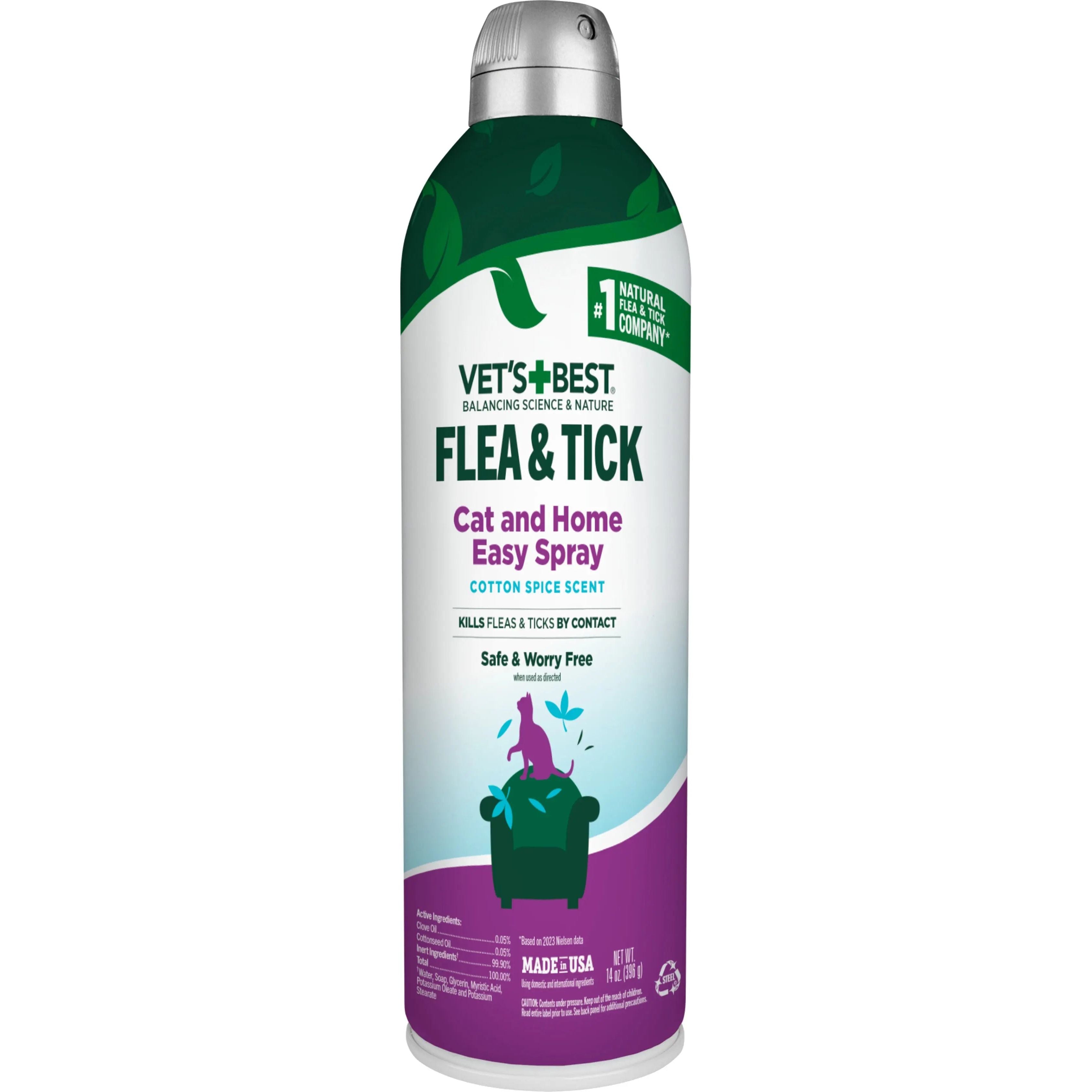 Vet's Best Cotton Spice Scented Flea & Tick Spray for Cats and Homes