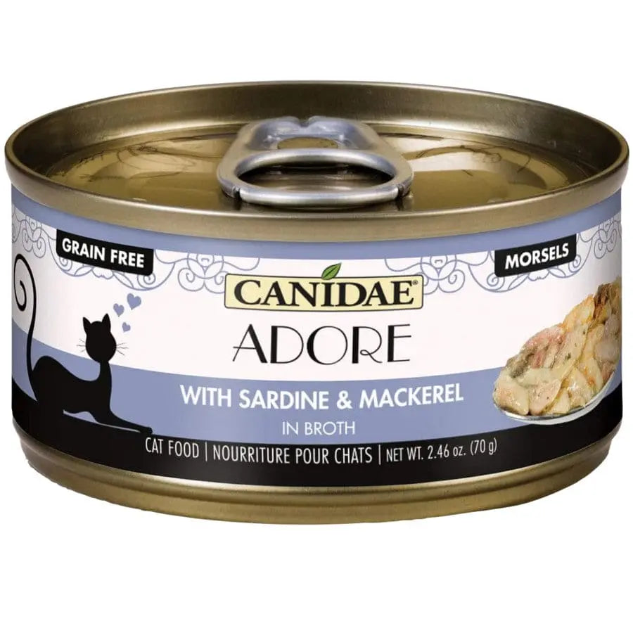 CANIDAE Pure Adore Grain-Free Wet Cat Food Pack with 24 Cans of Sardine & Mackerel in Savory Broth, Each Can 2.46 oz