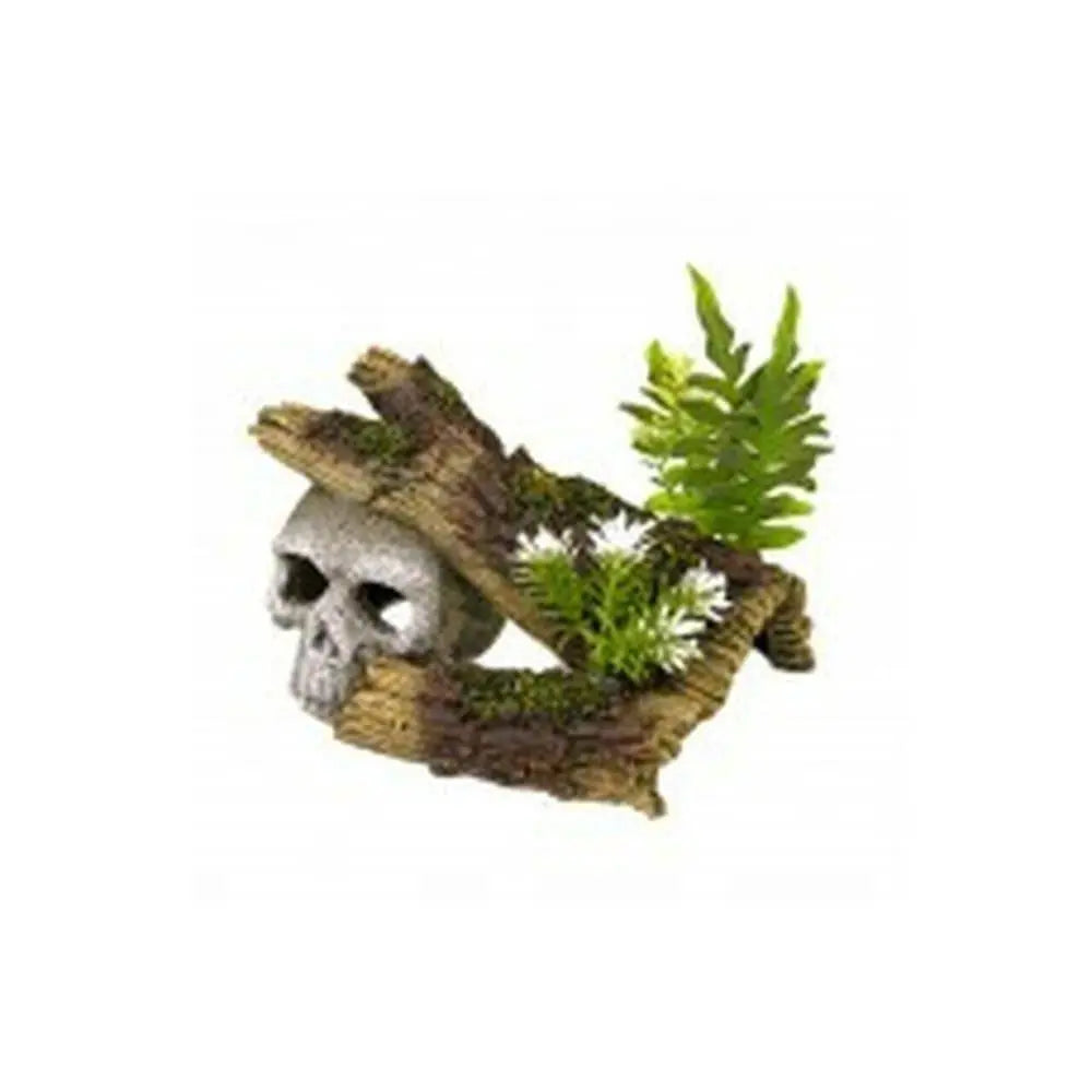 Blue Ribbon Jungle Skull Hideaway with Exotic Plants for Tanks