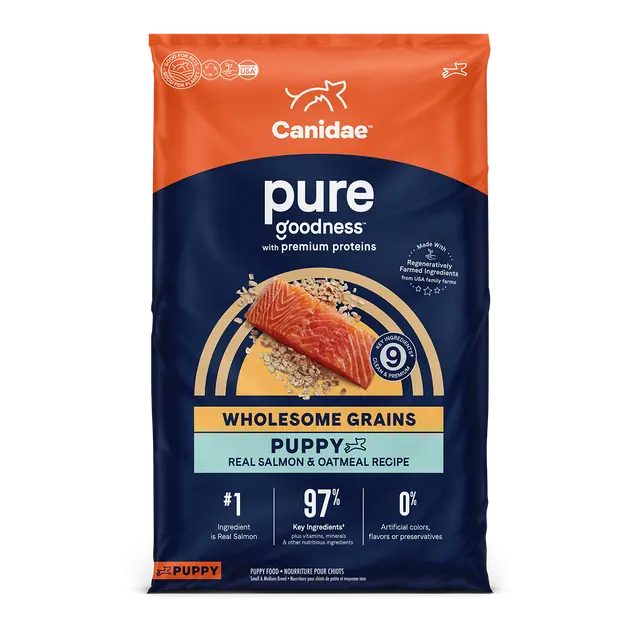 CANIDAE PURE Puppy Dry Dog Food - Real Salmon & Oatmeal Recipe with Wholesome Grains