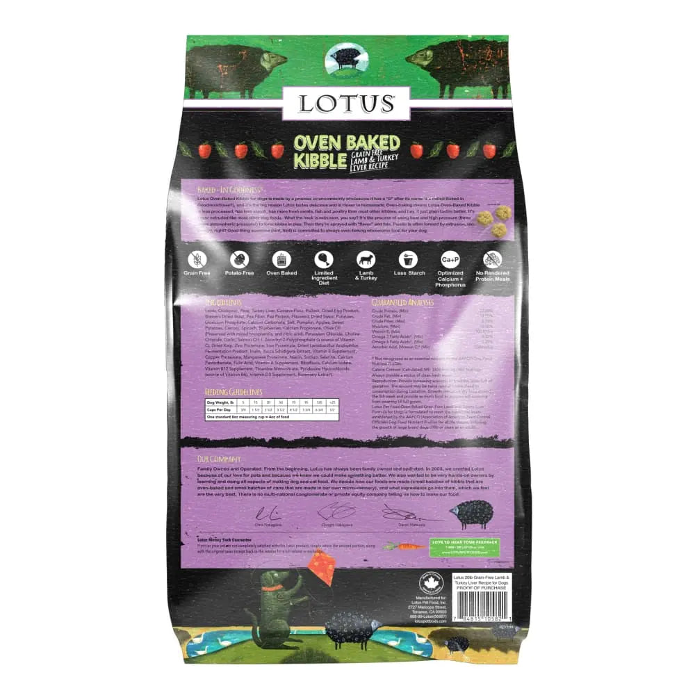 Lotus Grain-Free Oven-Baked Dry Dog Food with Lamb & Turkey Liver