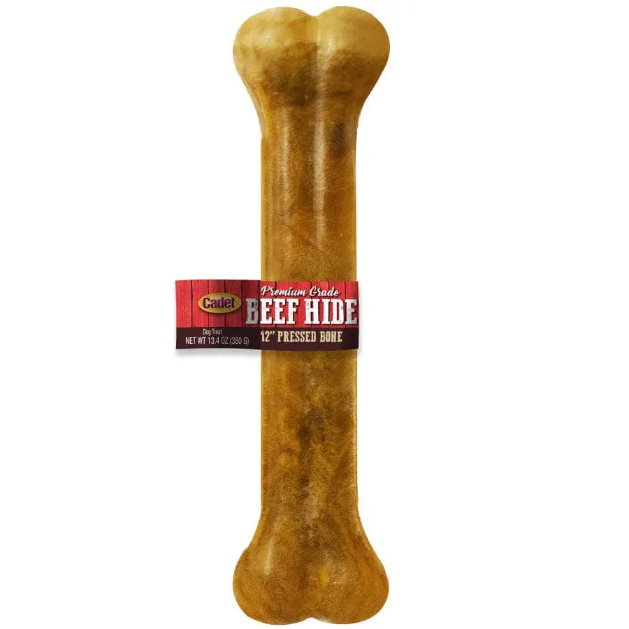 Cadet Premium Quality Pressed Beef Hide Bones - Ideal Dog Chews for Aggressive Chewers