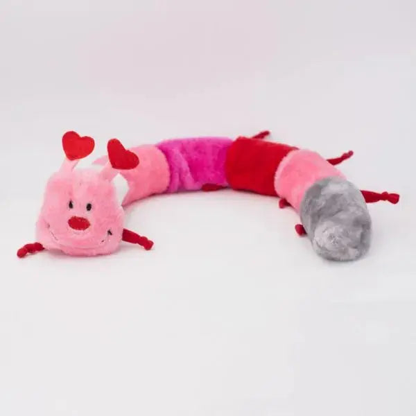 ZippyPaws Large Valentine's Day Caterpillar Dog Toy with 6 Squeakers