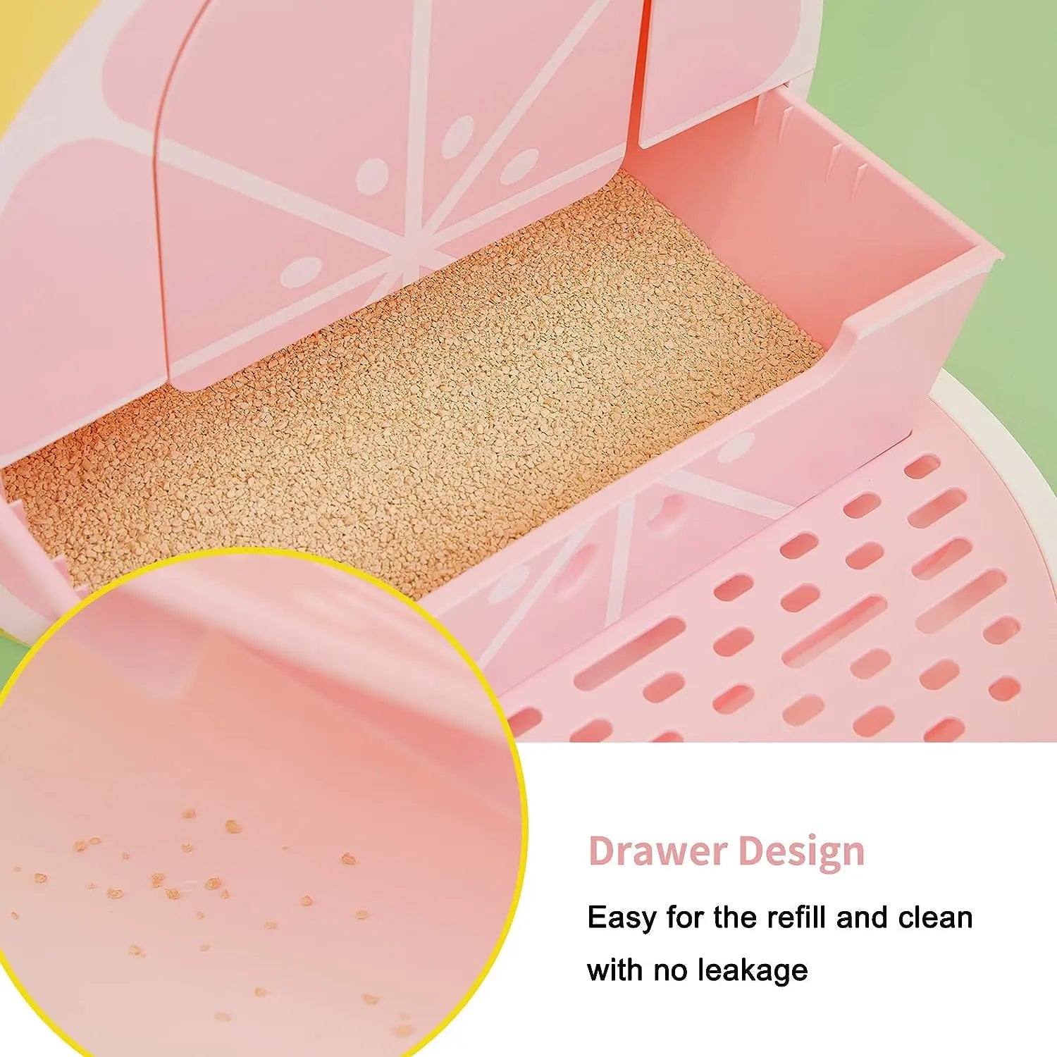 Vetreska Grapefruit-themed Odor Control Kitty Litter Box with Lid and Scoop Set for Feline Companions