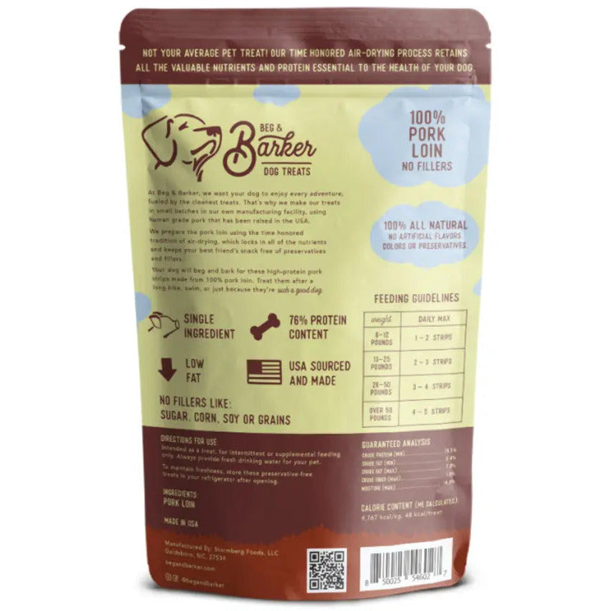 High - Quality Beg & Barker All - Natural Air - Dried Pork Loin Strip Dog Treats