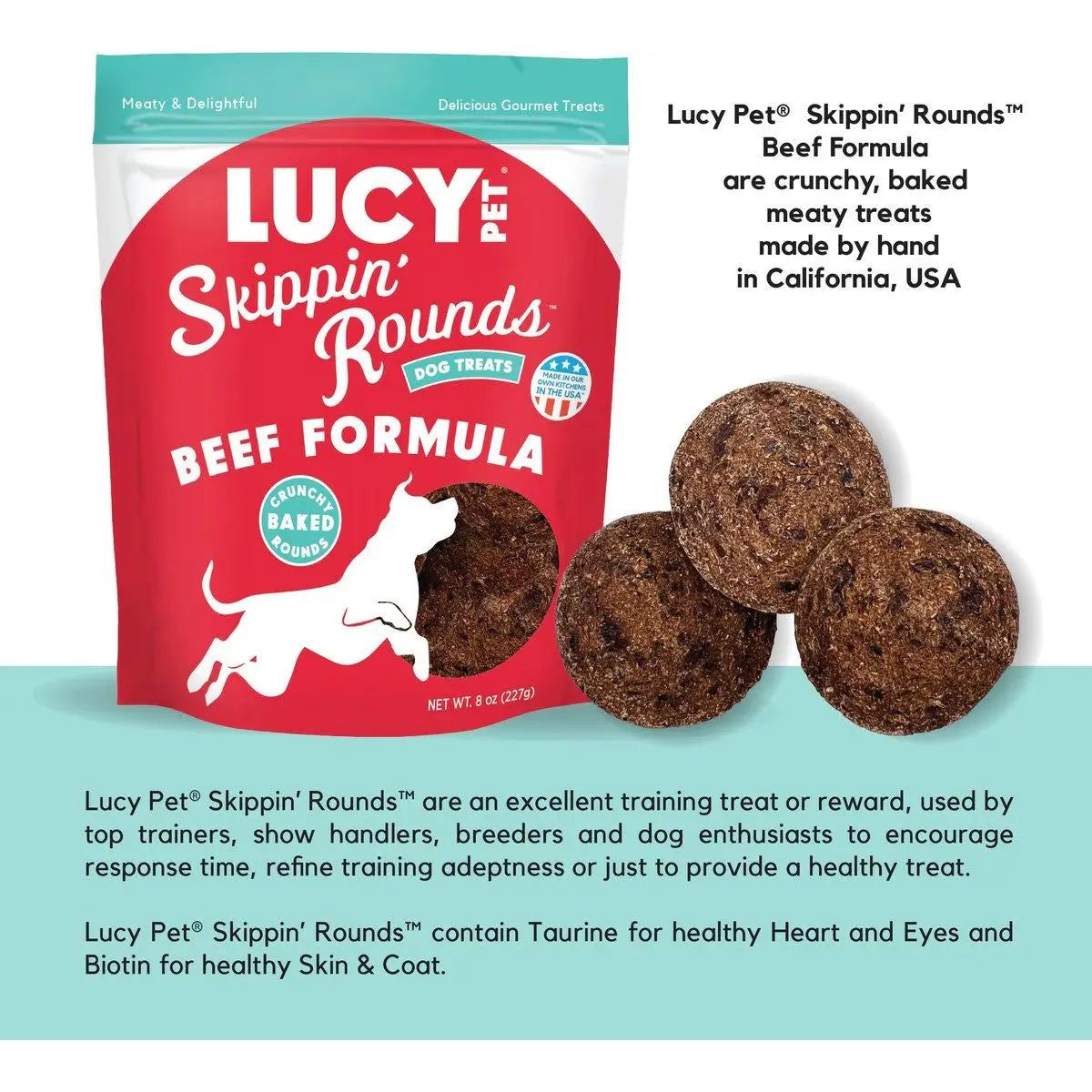 Lucy Pet Products 8 oz Skippin' Rounds Premium Beef Dog Treats