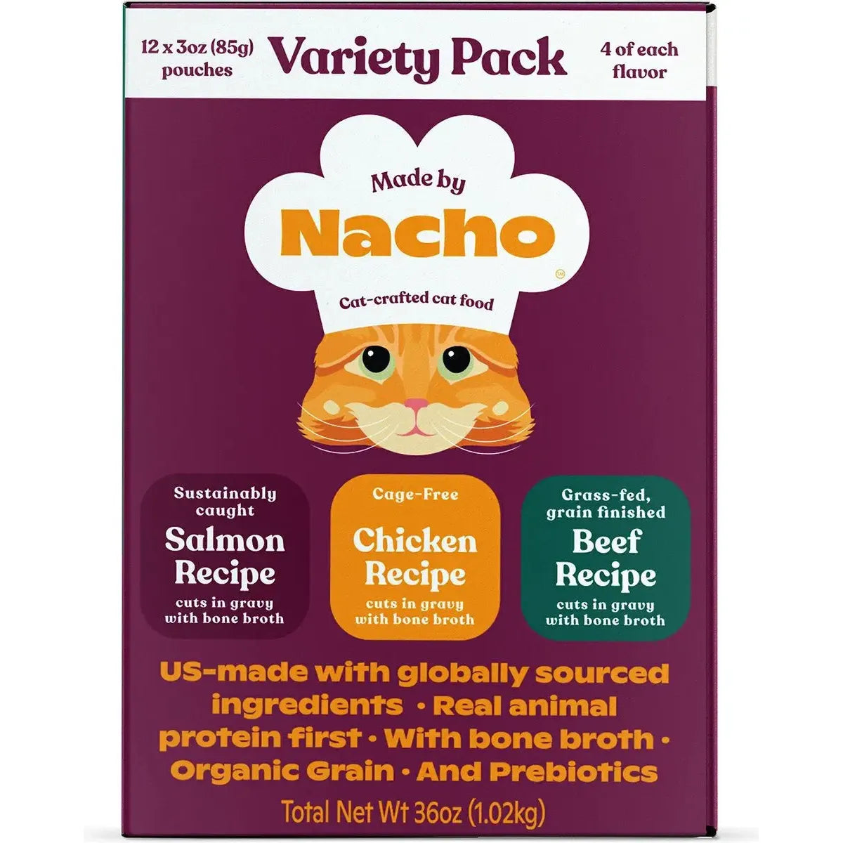 Nacho Cuts Gravy Recipes Bone Broth Variety Pack 3 oz Wet Cat Food (2 - 12 Cans)