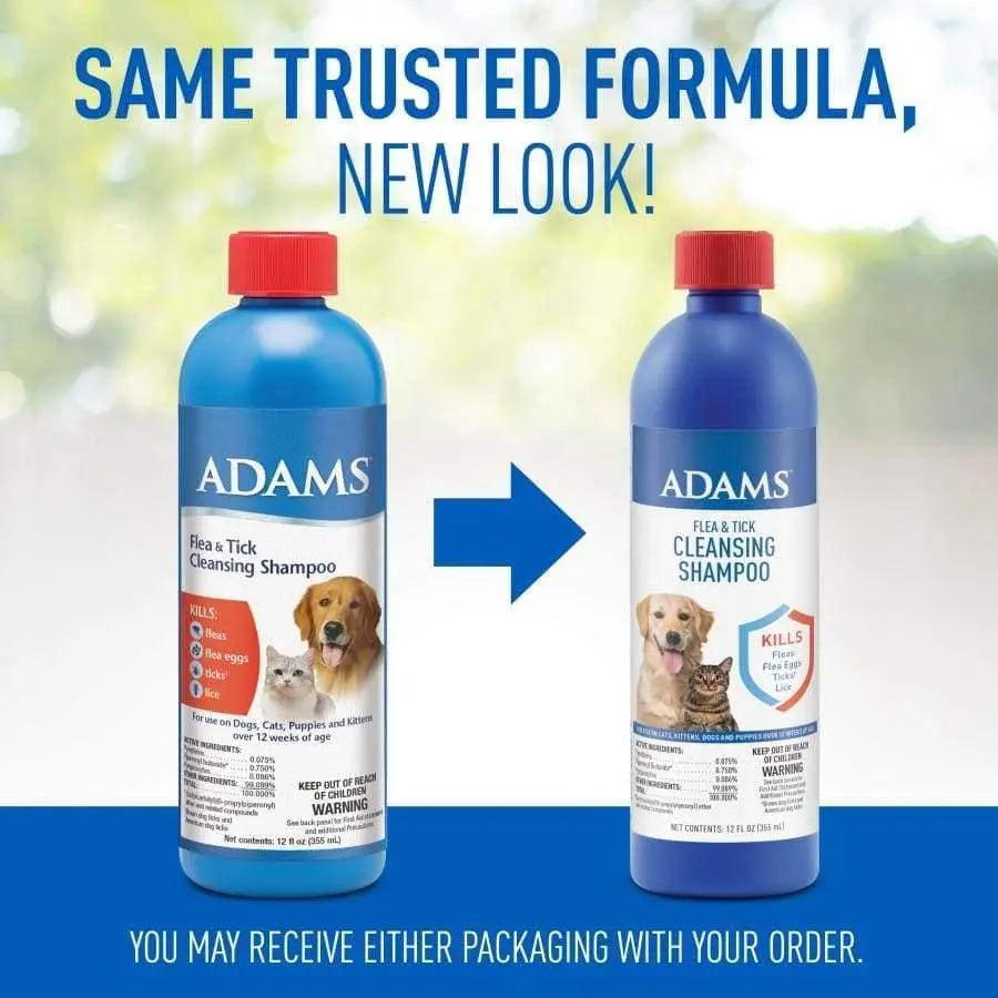 Adams 12 oz Flea and Tick Cleansing Shampoo for Cats and Dogs - Effective Pest Control