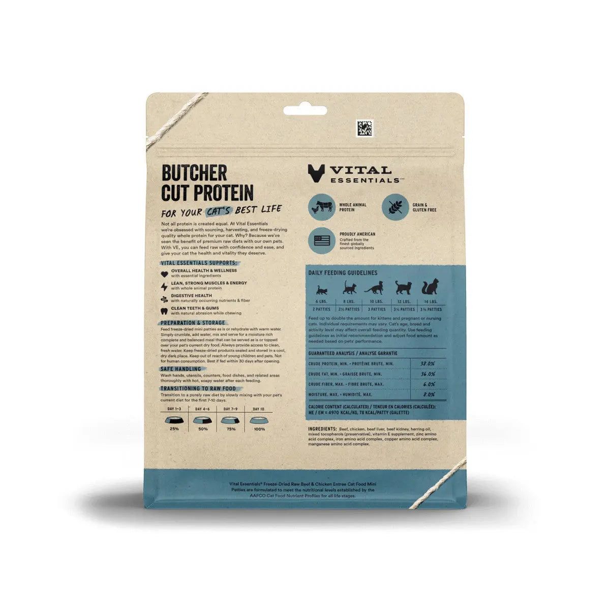 Vital Essentials® Freeze - Dried Raw Mini Patties: Beef & Chicken Cat Food