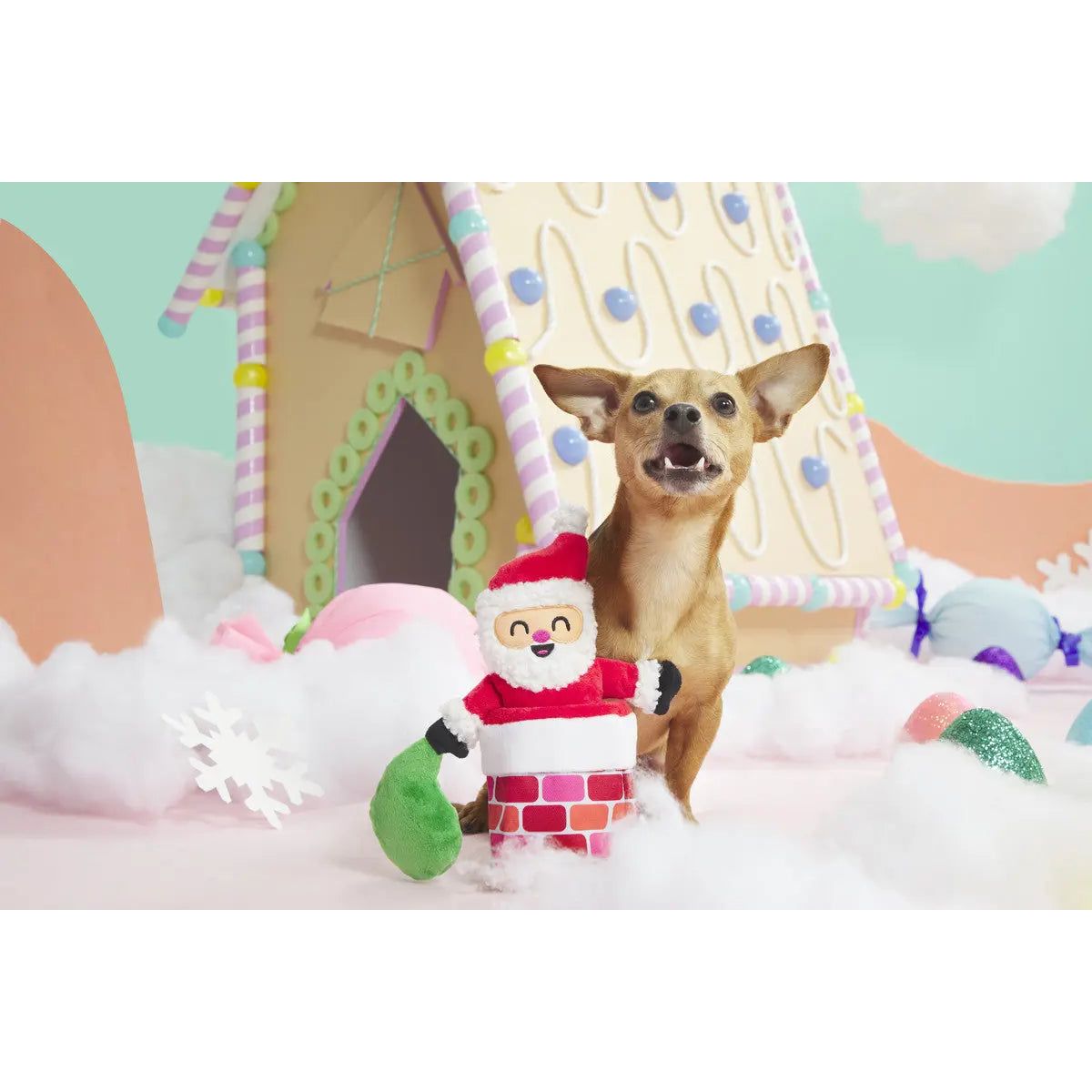BARK Christmas Santa's Chimney Shimmy Interactive Dog Chew Toys for Endless Holiday Fun