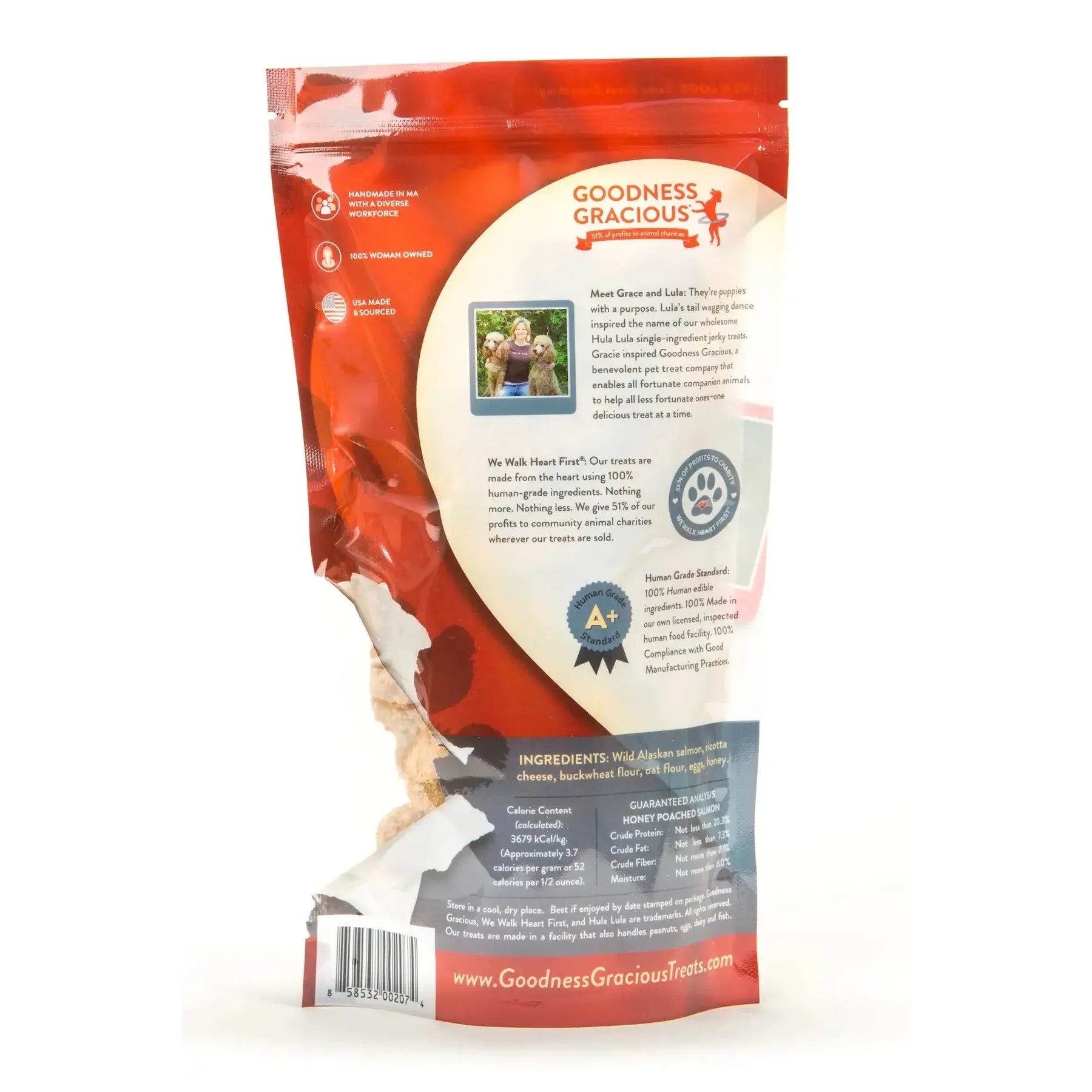 Goodness Gracious Premium Quality Honey Poached Salmon-flavored Dog Treat Cookies, 8 Ounce Package