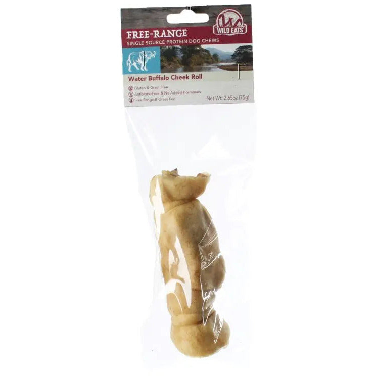 Wild Eats All - Natural Water Buffalo Cheek Roll Dog Treats for Long - Lasting Chewing (5 - 6 Cheek Rolls)