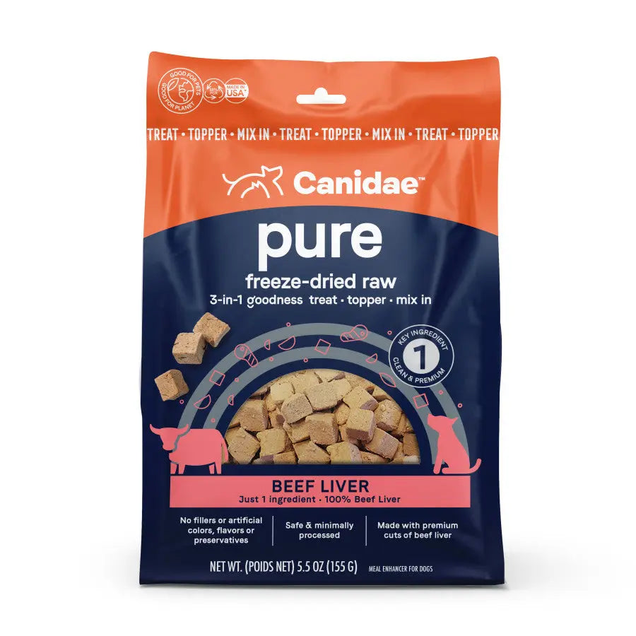 CANIDAE PURE Goodness High - Quality Freeze - Dried Raw Canine 3 - in - 1 Treat, Topper, or Mix - In with 5.5 Ounces
