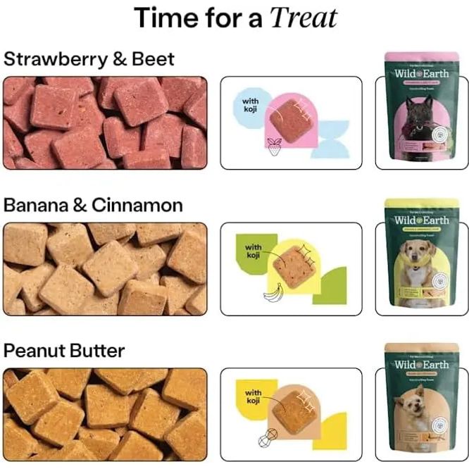 Wild Earth Premium Superfood Vegan Dog Training Treats Enriched with Koji and Strawberry Beet, 5 Ounce Package