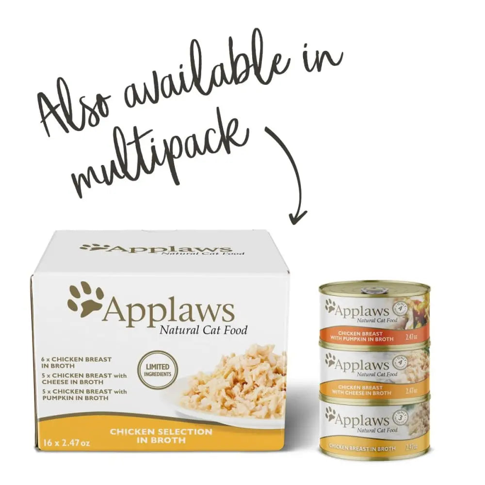 Applaws Premium Natural Canned Wet Cat Food - Chicken Breast with Cheese in Broth, 24 Cans per Case
