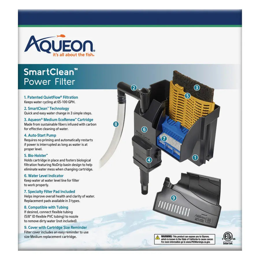 Aqueon SmartClean™ Advanced Power Filter with Sustainable EcoRenew™ Cartridge