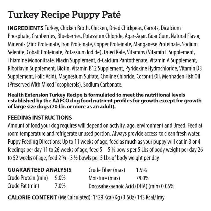 Health Extension Puppy Wet Food in Small Cups, 12 Packs of 3.5 oz